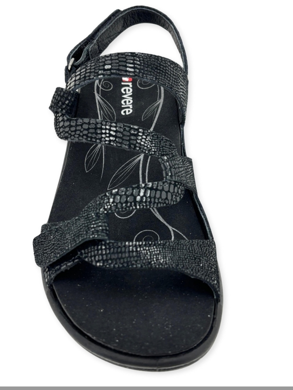 Reverse Black Textured Strappy Women's Sandal